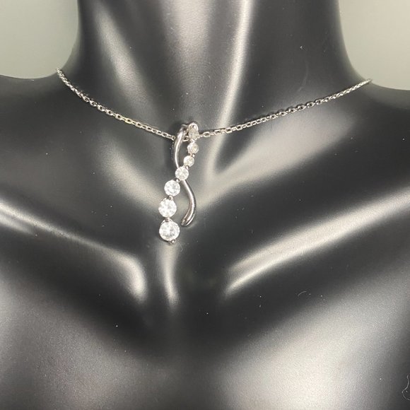 Sterling Silver & Diamond Necklace - Picture 4 of 4